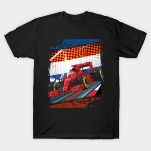 Formula Netherland Racing Circuit Car Map Grand Prix Race T-Shirt